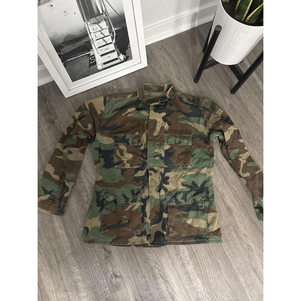 Distressed military down jacket